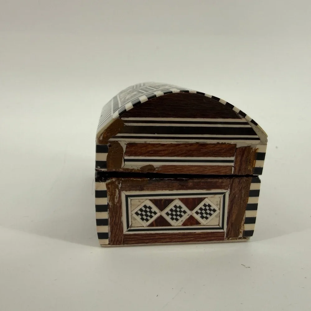 Unbranded Inlay Jewelry Box Unisex Small Brown Mother of Pearl Bone Mosaic Star